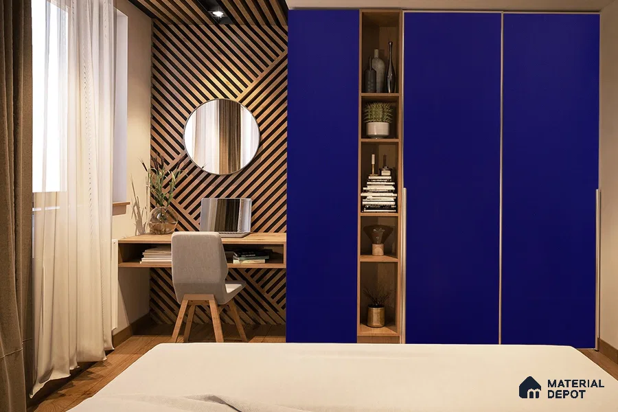 Blue Solid Colors Look 3594 SUD 8 ft x 4 ft Suede Finish Decorative Laminate - 1 mm | Suitable for Living Room, Kitchen, Office