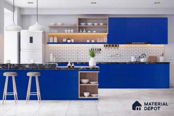 Blue Solid Colors Look 3596 SUD 8 ft x 4 ft Suede Finish Decorative Laminate - 1 mm | Suitable for Living Room, Kitchen, Office