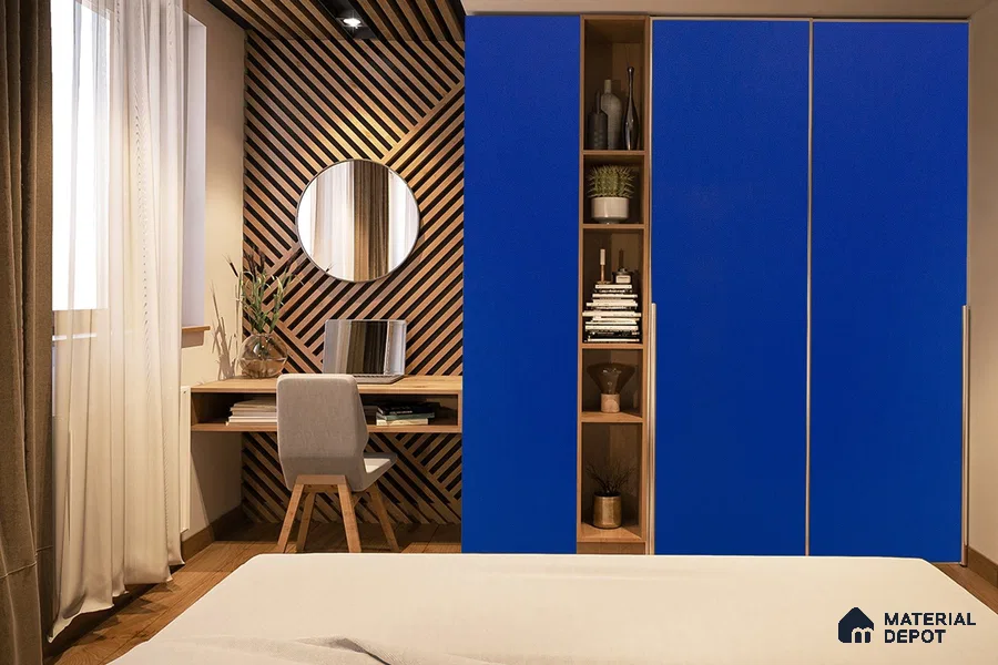 Blue Solid Colors Look 3596 SUD 8 ft x 4 ft Suede Finish Decorative Laminate - 1 mm | Suitable for Living Room, Kitchen, Office