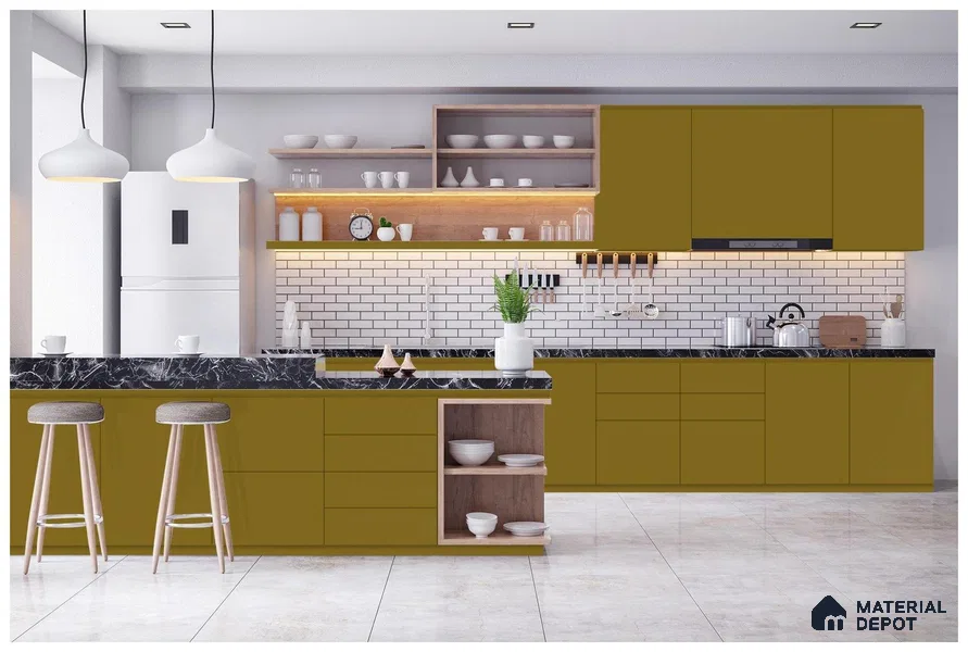 Yellow Solid Colors Look 3583 SUD 8 ft x 4 ft Suede Finish Decorative Laminate - 1 mm | Suitable for Living Room, Kitchen, Office