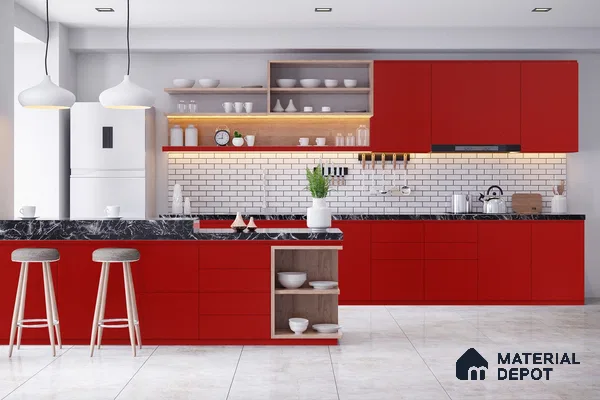 Red Solid Colors Look 3622 SUD 8 ft x 4 ft Suede Finish Decorative Laminate - 1 mm | Suitable for Living Room, Kitchen, Office