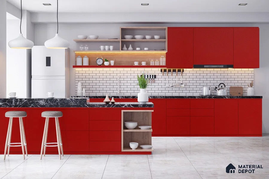 Red Solid Colors Look 3622 SUD 8 ft x 4 ft Suede Finish Decorative Laminate - 1 mm | Suitable for Living Room, Kitchen, Office