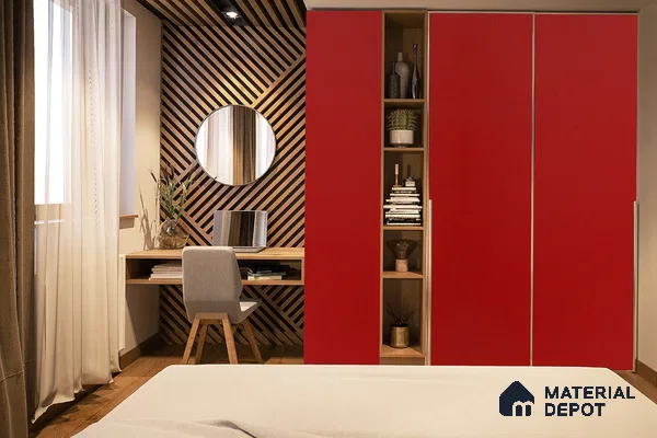 Red Solid Colors Look 3622 SUD 8 ft x 4 ft Suede Finish Decorative Laminate - 1 mm | Suitable for Living Room, Kitchen, Office