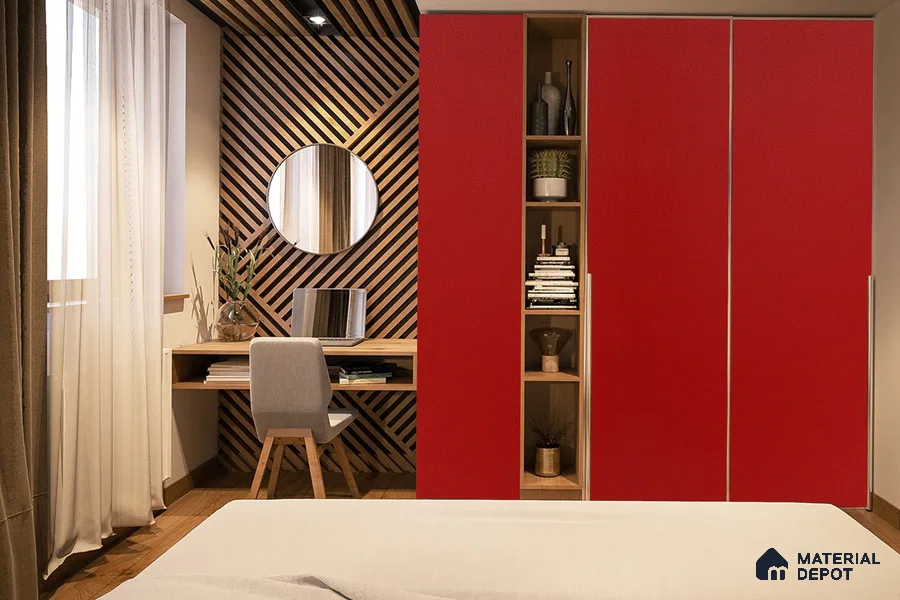 Red Solid Colors Look 3622 SUD 8 ft x 4 ft Suede Finish Decorative Laminate - 1 mm | Suitable for Living Room, Kitchen, Office