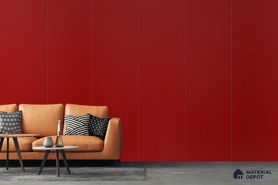 Red Solid Colors Look 3622 SUD 8 ft x 4 ft Suede Finish Decorative Laminate - 1 mm | Suitable for Living Room, Kitchen, Office