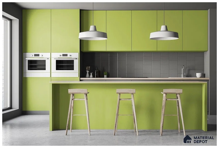 Green Solid Colors Look 3576 SUD 8 ft x 4 ft Suede Finish Decorative Laminate - 1 mm | Suitable for Living Room, Kitchen, Office