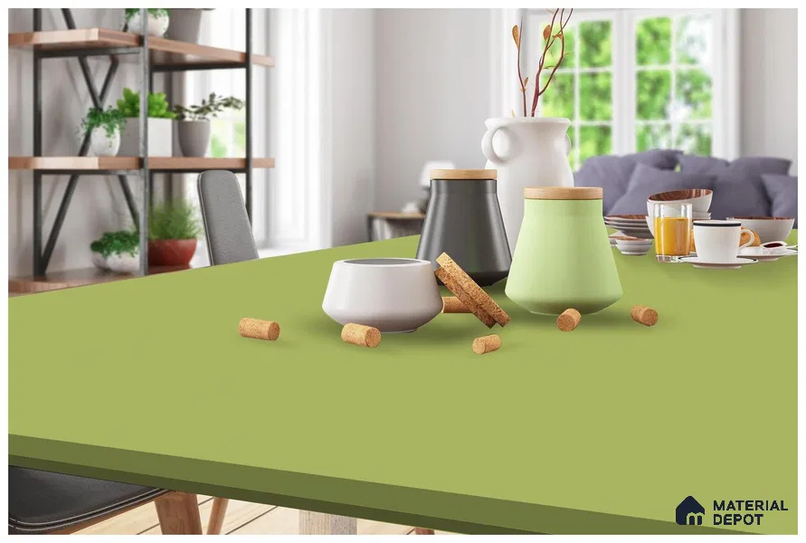 Green Solid Colors Look 3576 SUD 8 ft x 4 ft Suede Finish Decorative Laminate - 1 mm | Suitable for Living Room, Kitchen, Office
