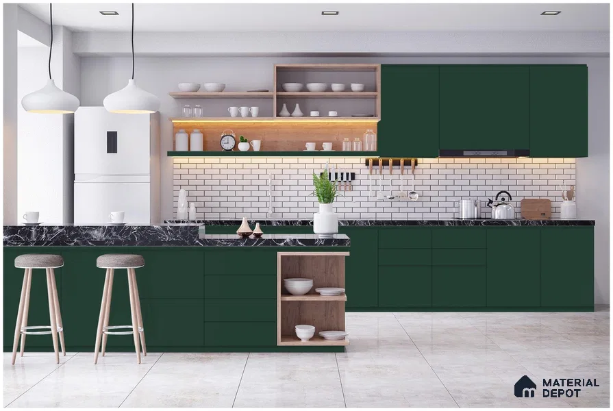 Green Solid Colors Look 3585 SUD 8 ft x 4 ft Suede Finish Decorative Laminate - 1 mm | Suitable for Living Room, Kitchen, Office