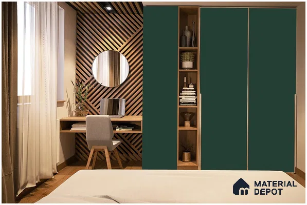 Green Solid Colors Look 3585 SUD 8 ft x 4 ft Suede Finish Decorative Laminate - 1 mm | Suitable for Living Room, Kitchen, Office