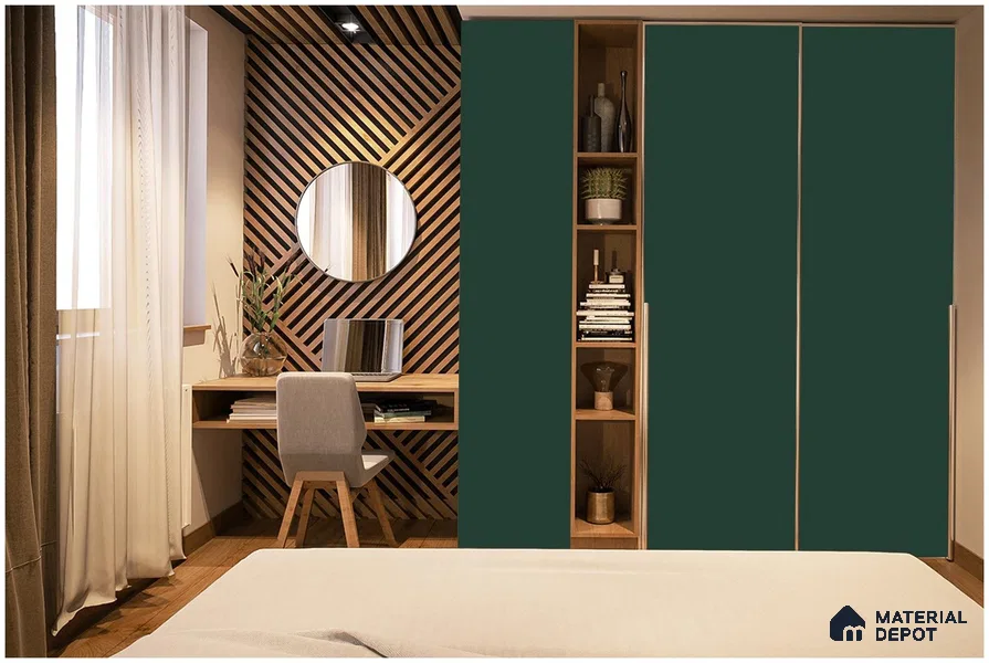 Green Solid Colors Look 3585 SUD 8 ft x 4 ft Suede Finish Decorative Laminate - 1 mm | Suitable for Living Room, Kitchen, Office