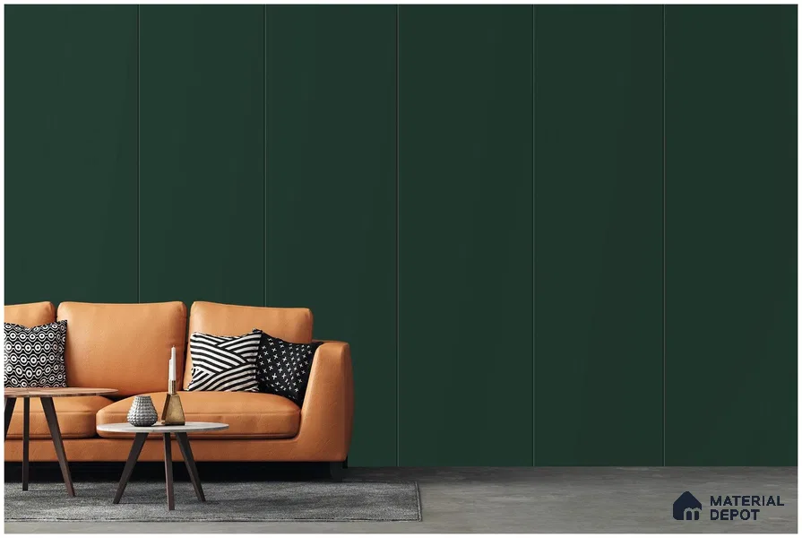 Green Solid Colors Look 3585 SUD 8 ft x 4 ft Suede Finish Decorative Laminate - 1 mm | Suitable for Living Room, Kitchen, Office