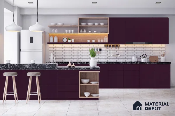 Violet Solid Colors Look 3634 SMR 8 ft x 4 ft High Gloss Finish Decorative Laminate - 1 mm | Suitable for Living Room, Kitchen, Office