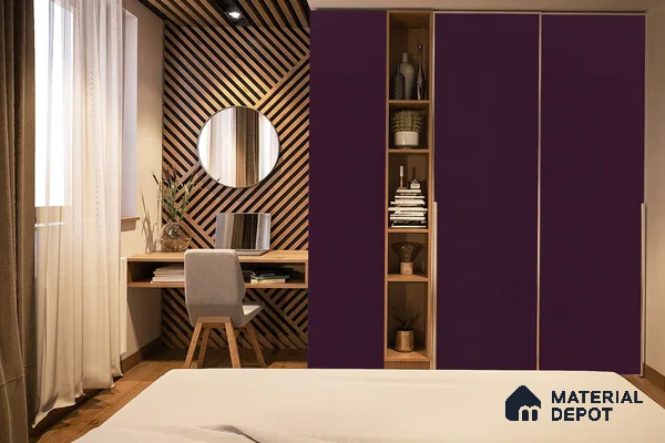 Violet Solid Colors Look 3634 SMR 8 ft x 4 ft High Gloss Finish Decorative Laminate - 1 mm | Suitable for Living Room, Kitchen, Office