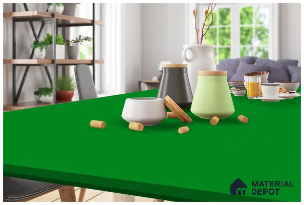 Green Solid Colors Look 3571 SMR 8 ft x 4 ft High Gloss Finish Decorative Laminate - 1 mm | Suitable for Living Room, Kitchen, Office