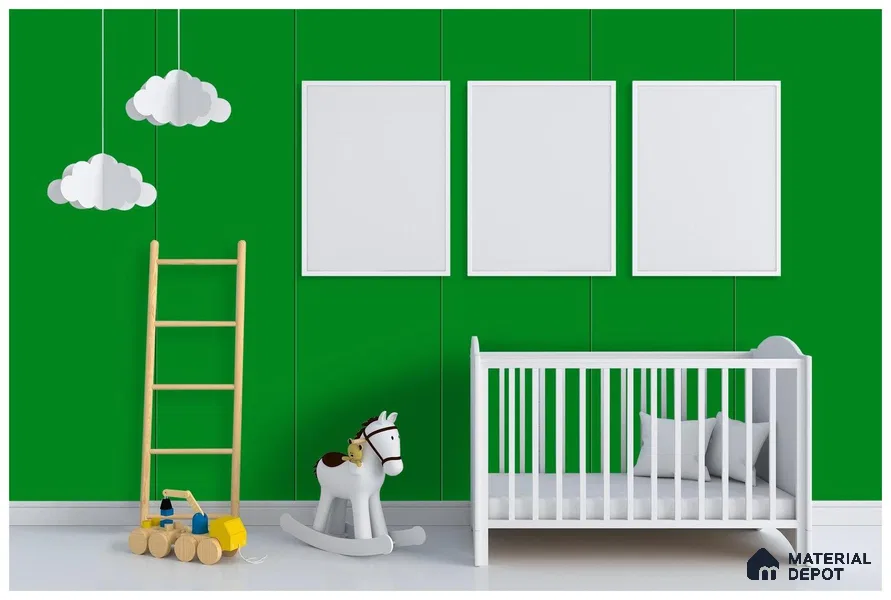 Green Solid Colors Look 3571 SMR 8 ft x 4 ft High Gloss Finish Decorative Laminate - 1 mm | Suitable for Living Room, Kitchen, Office
