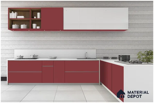 Red Solid Colors Look 3621 SMR 8 ft x 4 ft High Gloss Finish Decorative Laminate - 1 mm | Suitable for Living Room, Kitchen, Office