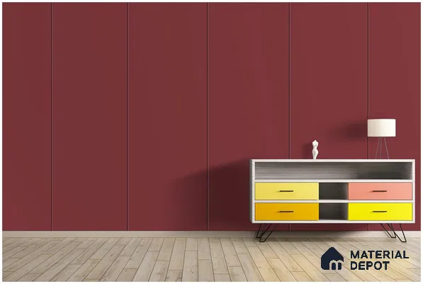 Red Solid Colors Look 3621 SMR 8 ft x 4 ft High Gloss Finish Decorative Laminate - 1 mm | Suitable for Living Room, Kitchen, Office