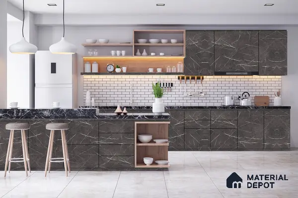 Grey Marble Look 3744 SMR 8 ft x 4 ft High Gloss Finish Decorative Laminate - 1 mm | Suitable for TV Unit, Wardrobe, Kitchen Cabinets