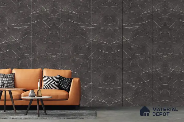 Grey Marble Look 3744 SMR 8 ft x 4 ft High Gloss Finish Decorative Laminate - 1 mm | Suitable for TV Unit, Wardrobe, Kitchen Cabinets
