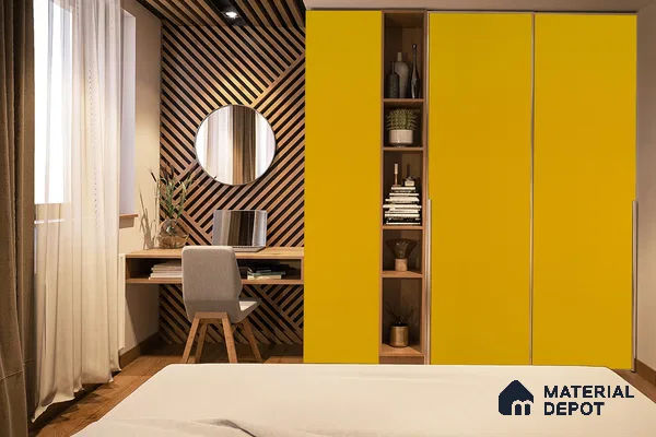 Yellow Solid Colors Look 3613 SMR 8 ft x 4 ft High Gloss Finish Decorative Laminate - 1 mm | Suitable for Living Room, Kitchen, Office