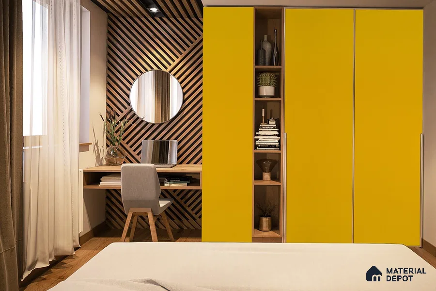 Yellow Solid Colors Look 3613 SMR 8 ft x 4 ft High Gloss Finish Decorative Laminate - 1 mm | Suitable for Living Room, Kitchen, Office