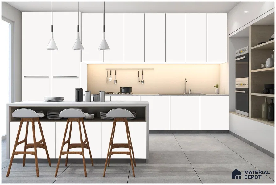White Solid Colors Look 93504 NGL 8 ft x 4 ft High Gloss Finish Decorative Laminate - 1 mm | Suitable for Living Room, Kitchen, Office