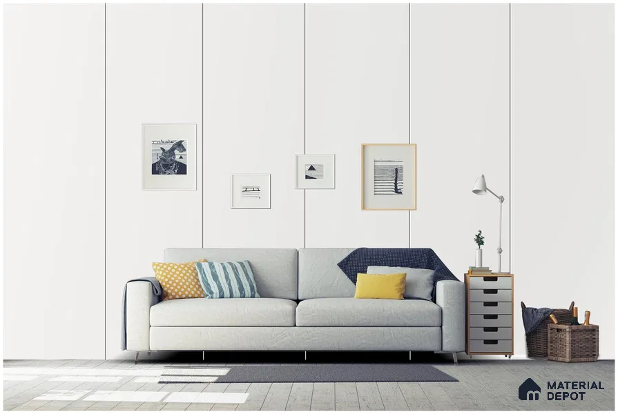 White Solid Colors Look 93504 NGL 8 ft x 4 ft High Gloss Finish Decorative Laminate - 1 mm | Suitable for Living Room, Kitchen, Office