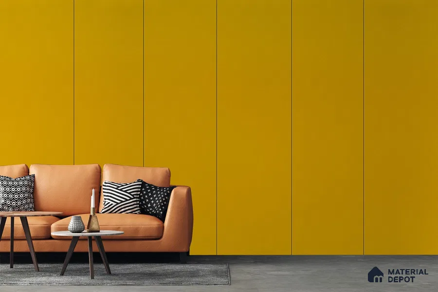 Yellow Solid Colors Look 93613 NGL 8 ft x 4 ft High Gloss Finish Decorative Laminate - 1 mm | Suitable for Living Room, Kitchen, Office