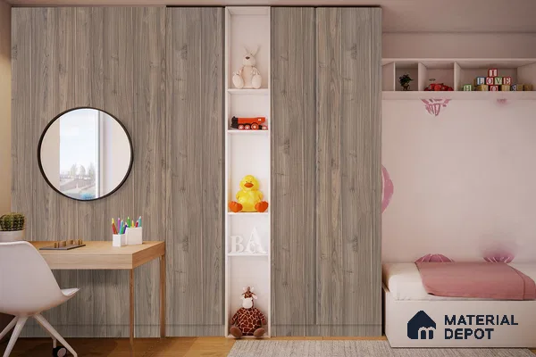 Wooden Look 3298 SUD 8 ft x 4 ft Suede Finish Decorative Laminate - 1 mm | Suitable for TV Unit, Wardrobe, Kitchen Cabinets