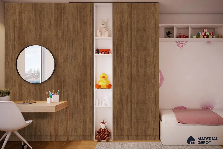 Wooden Look 3253 BRS 8 ft x 4 ft Texture Finish Decorative Laminate - 1 mm | Suitable for TV Unit, Wardrobe, Kitchen Cabinets