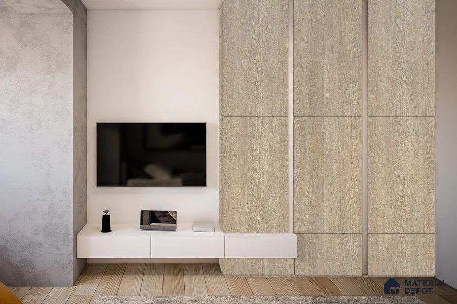 Wooden Look 3373 SUD 8 ft x 4 ft Suede Finish Decorative Laminate - 1 mm | Suitable for TV Unit, Wardrobe, Kitchen Cabinets