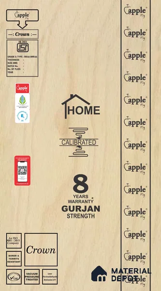 Apple Crown Signature MR Grade Blockboard 8 ft x 4 ft Blockboard - 19 mm (6 Years Warranty)