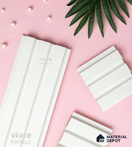 White Plain Colour Louver PN 01637 (3771-302) 9 ft x 4.7 inch MDF Panel - 18 mm | Suitable for Feature Wall, TV Unit & Living Room | Width is Subjected to 5% Variation