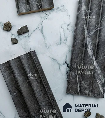 Matt Black Marble Louver PN 00091 (5151-205) 9 ft x 4.7 inch MDF Panel - 18 mm | Suitable for Feature Wall, TV Unit & Living Room | Width is Subjected to 5% Variation