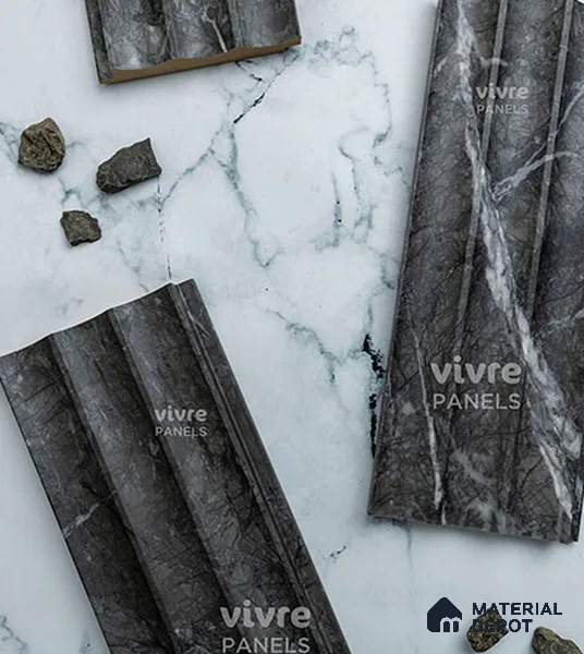 Matt Black Marble Louver PN 00091 (5151-205) 9 ft x 4.7 inch MDF Panel - 18 mm | Suitable for Feature Wall, TV Unit & Living Room | Width is Subjected to 5% Variation