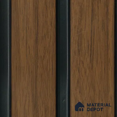 Brown Wooden Louver 2002 Nogal 8 ft x 4.9 inch Charcoal Panel - 12 mm | Suitable for Feature Wall, TV Unit & Living Room | Width is Subjected to 5% Variation