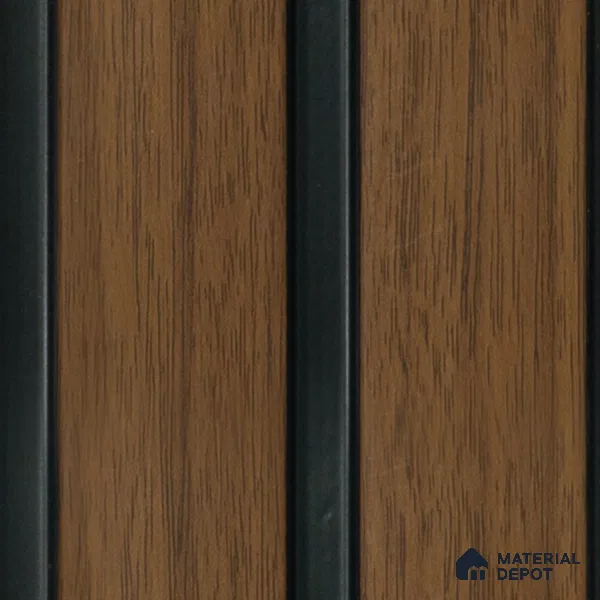 Brown Wooden Louver 2002 Nogal 8 ft x 4.9 inch Charcoal Panel - 12 mm | Suitable for Feature Wall, TV Unit & Living Room | Width is Subjected to 5% Variation