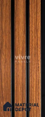 Brown Wooden Louver 2002 Nogal 8 ft x 4.9 inch Charcoal Panel - 12 mm | Suitable for Feature Wall, TV Unit & Living Room | Width is Subjected to 5% Variation