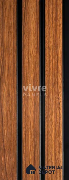 Brown Wooden Louver 2002 Nogal 8 ft x 4.9 inch Charcoal Panel - 12 mm | Suitable for Feature Wall, TV Unit & Living Room | Width is Subjected to 5% Variation