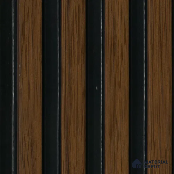 Brown Wooden Louver 2003 Nogal 8 ft x 4.9 inch Charcoal Panel - 12 mm | Suitable for Feature Wall, TV Unit & Living Room | Width is Subjected to 5% Variation