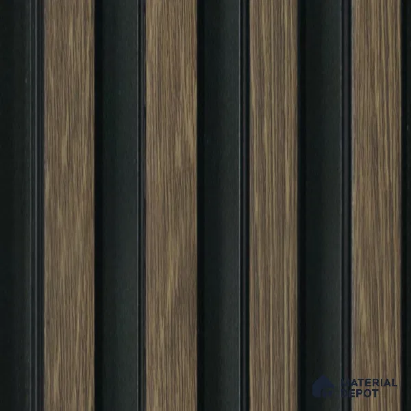 Brown Wooden Louver 2011 Rey de Madera 8 ft x 4.9 inch Charcoal Panel - 12 mm | Suitable for Feature Wall, TV Unit & Living Room | Width is Subjected to 5% Variation