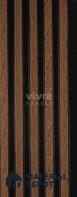 Brown Wooden Louver 2011 Rey de Madera 8 ft x 4.9 inch Charcoal Panel - 12 mm | Suitable for Feature Wall, TV Unit & Living Room | Width is Subjected to 5% Variation