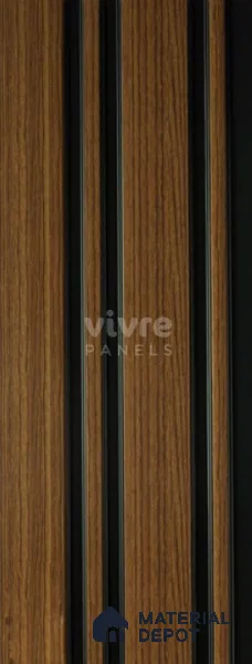 Brown Wooden Louver 2014 Zingana 8 ft x 4.9 inch Charcoal Panel - 12 mm | Suitable for Feature Wall, TV Unit & Living Room | Width is Subjected to 5% Variation