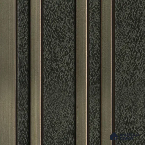 Brown Leather Louver 2020 Azabache 8 ft x 4.9 inch Charcoal Panel - 12 mm | Suitable for Feature Wall, TV Unit & Living Room | Width is Subjected to 5% Variation
