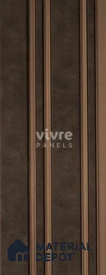 Brown Leather Louver 2020 Azabache 8 ft x 4.9 inch Charcoal Panel - 12 mm | Suitable for Feature Wall, TV Unit & Living Room | Width is Subjected to 5% Variation