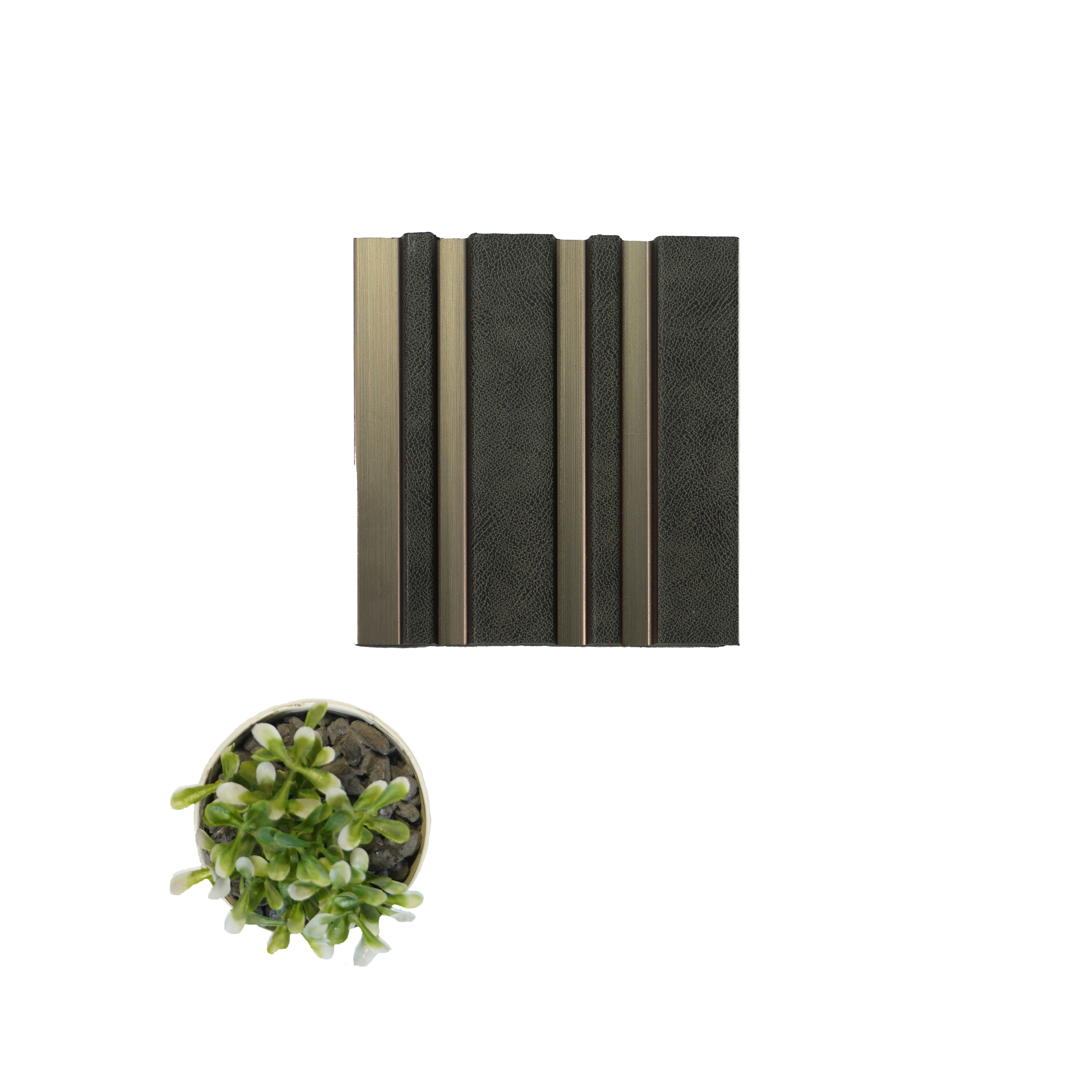 Brown Leather Louver 2020 Azabache 8 ft x 4.9 inch Charcoal Panel - 12 mm | Suitable for Feature Wall, TV Unit & Living Room | Width is Subjected to 5% Variation