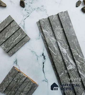 Grey Marble Louver PN 00089 (1001-203) 9 ft x 4.7 inch MDF Panel - 18 mm | Suitable for Feature Wall, TV Unit & Living Room | Width is Subjected to 5% Variation