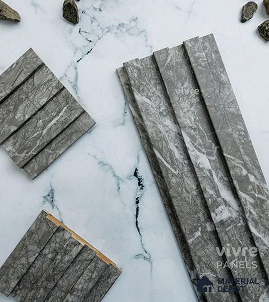 Grey Marble Louver PN 00089 (1001-203) 9 ft x 4.7 inch MDF Panel - 18 mm | Suitable for Feature Wall, TV Unit & Living Room | Width is Subjected to 5% Variation