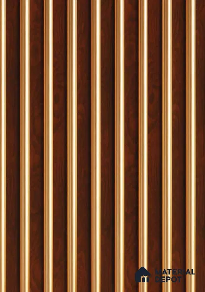 Brown Wooden Louver PN 00110 (VL 41) 8 ft x 5 inch Charcoal Panel - 12 mm | Suitable for Feature Wall, TV Unit & Living Room | Width is Subjected to 5% Variation