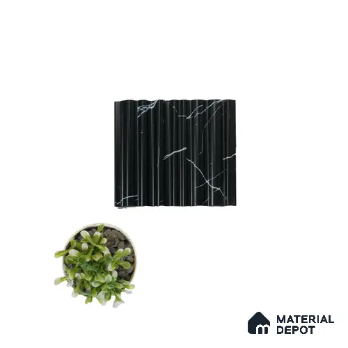 Black Marble Louver PN 00120 (VL 51) 8 ft x 5 inch Charcoal Panel - 12 mm | Suitable for Feature Wall, TV Unit & Living Room | Width is Subjected to 5% Variation